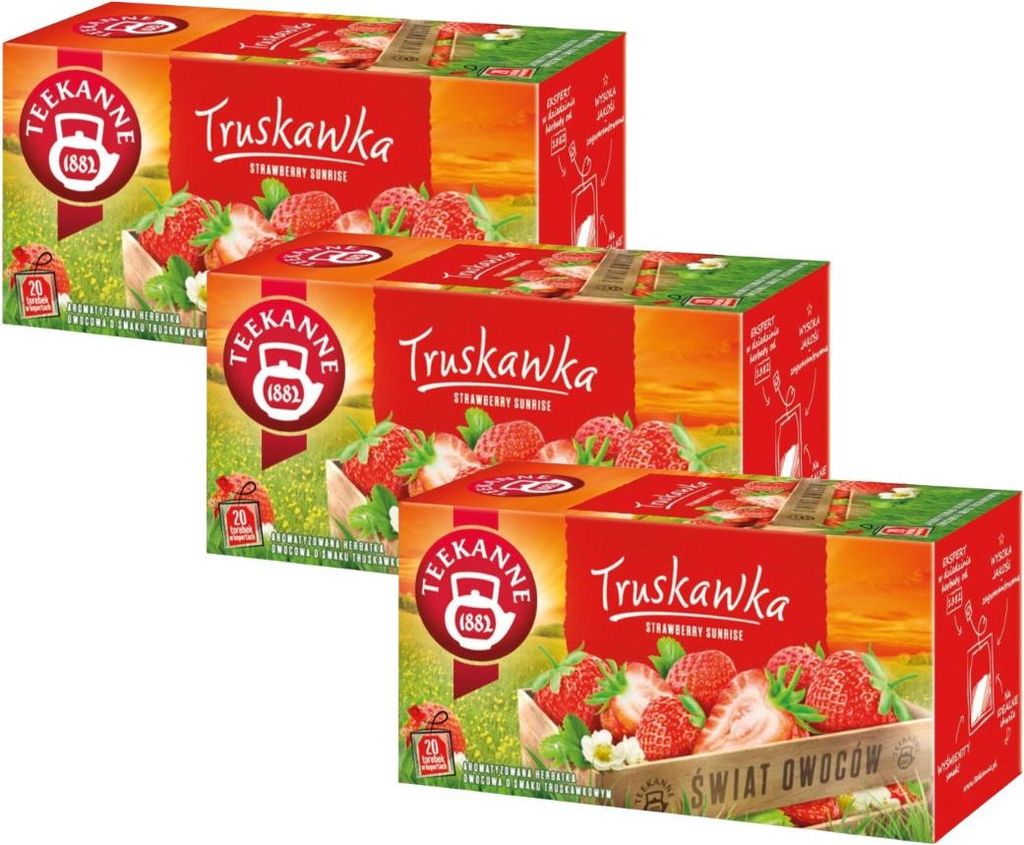 Teekanne Erdbeere Tee 3x 20 Teebeutel - Erdbeer Früchtetee Mischung Ländertee