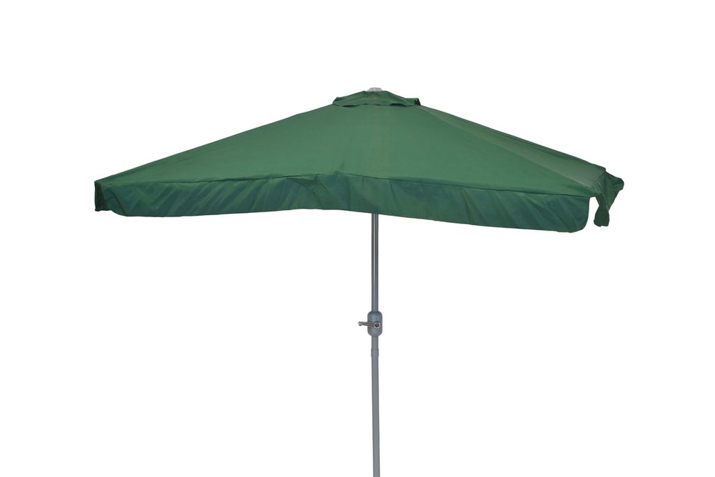 A green umbrella on a white background.