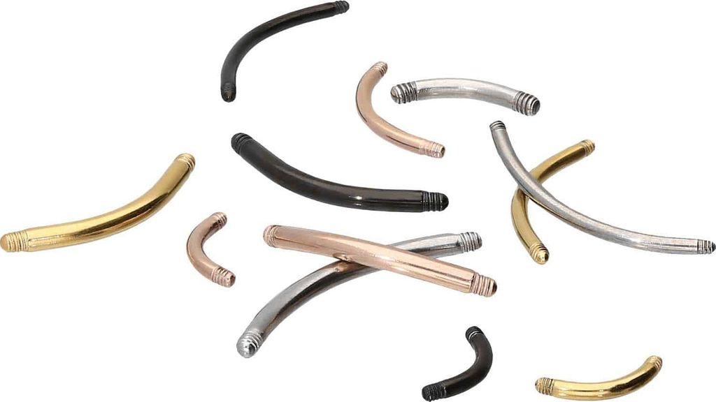 Bauchnabel-Piercing, Rook Piercing Chirurgenstahl Banane ohne Kugeln Silber Stablänge: 12mm | Stabstärke: 1,6mm