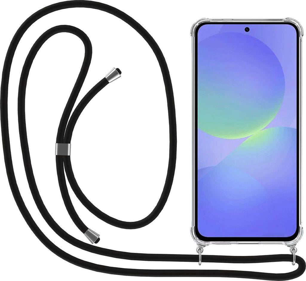 Smartphonica Handytasche passend für Samsung Galaxy A36 mit Kordel und Bumper - TPU Backcover stoßfest mit Lanyard - Transparent