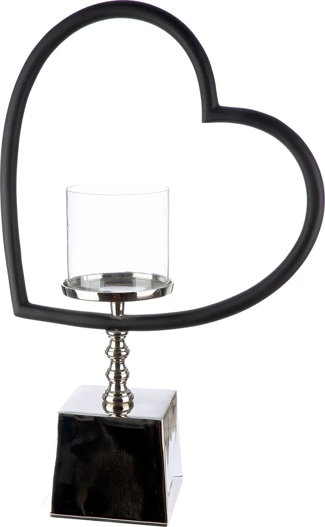 Photophore Grand Format Stable Verre Noir et Argent pour Déco Sans Défaut