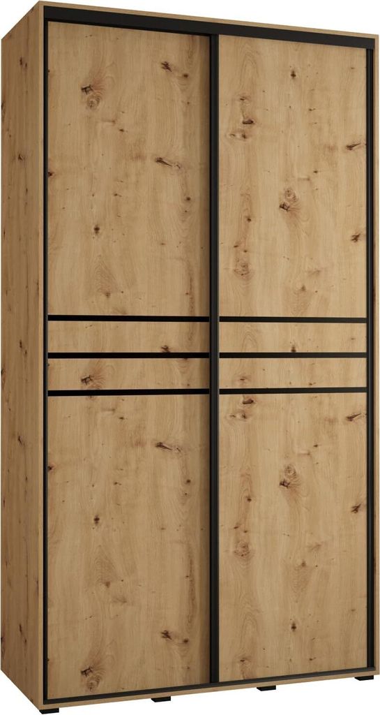 MEBLE KRYSPOL Cannes 10 Schrank mit 2 Schiebetüren - 205,2x140x60 cm - Artisan Artisan Schwarz