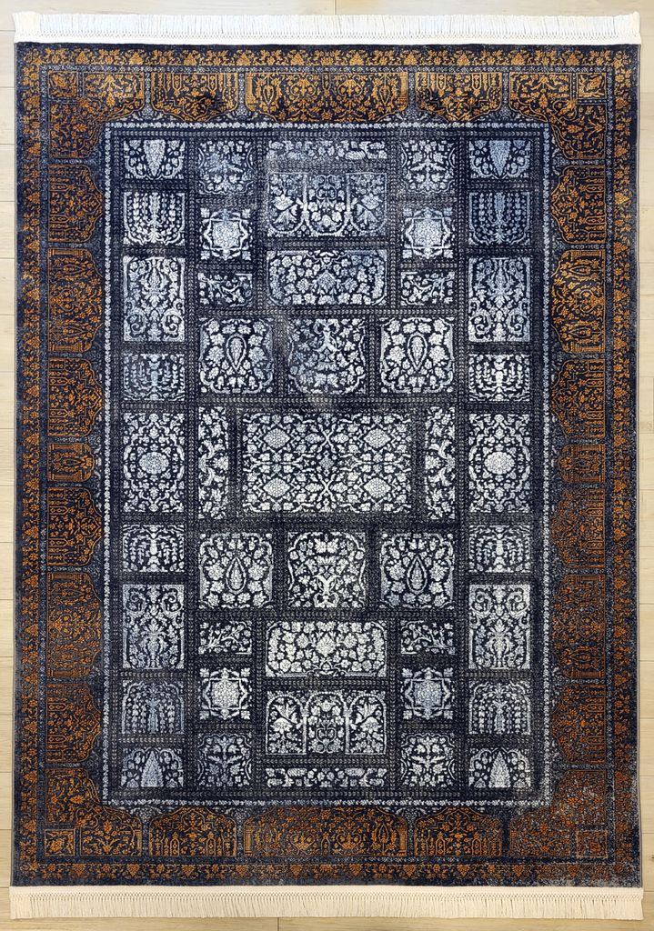 Teppich DESIGN IRAN 70032 490000 PKT | Farbe: Charcoal; Größe: 150x225 cm | strapazierfähig und leicht zu reinigen | Wohnzimmer | Schlafzimmer