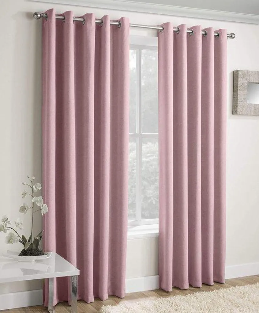 Rideau Occultant Rose Poudré avec Isolation Thermique Salon 90x54 po