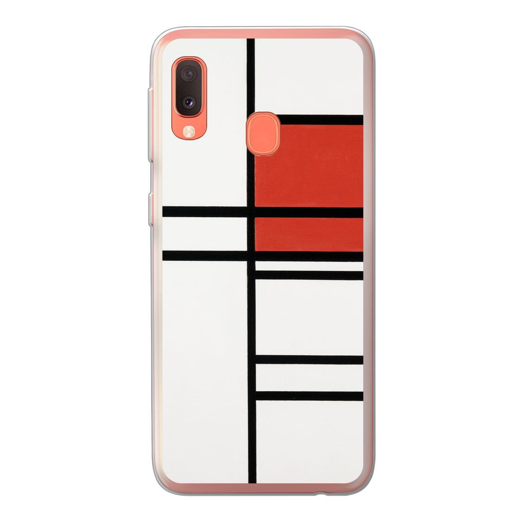 MuchoWow Handyhülle Schutzhülle Hülle für Samsung Galaxy A20e Komposition mit Rot und Weiß - Piet Mondrian Silikon Softcase Handy Hülle - A...