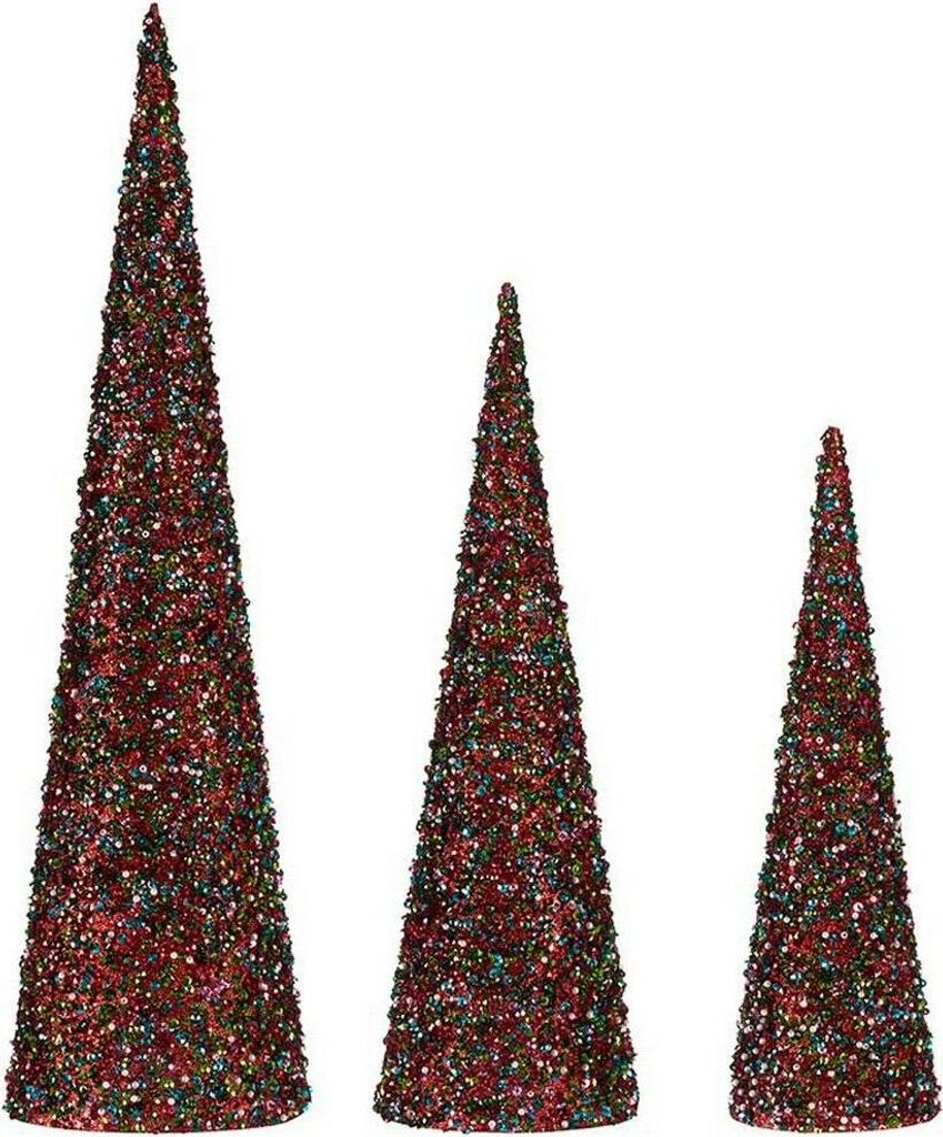 Weihnachtsschmuck Krist+ Blau Pink Pailletten Weihnachten 16,5 x 60 x 16,5 cm Kegel 3 Stücke