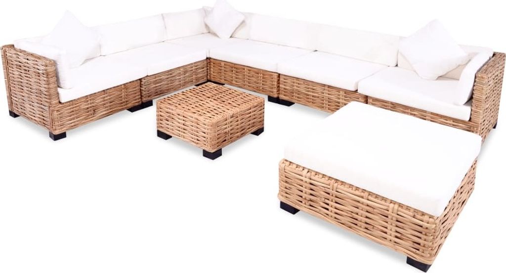 Sofagarnitur 27-tlg. Natürliches Rattan