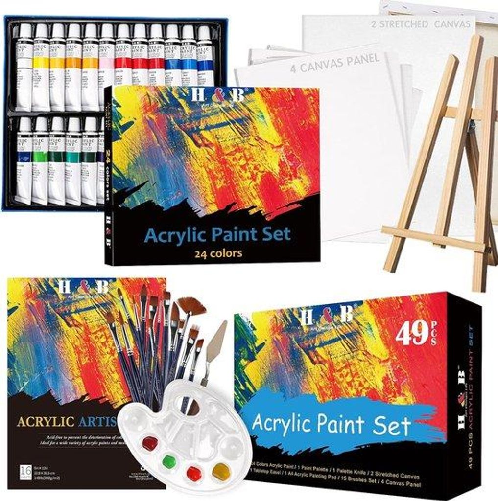 49-teiliges Acrylfarben-Set - Kunstbedarf - Für Kinder und Künstler - 49 Teile - Vielfarbig - Acryl