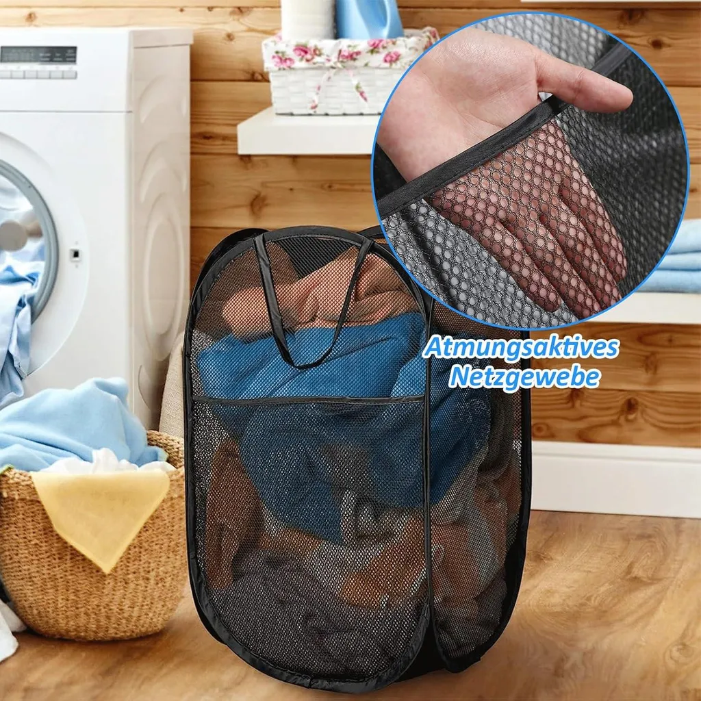 Sacs à linge pliables avec poignées - Lot de 2 paniers pour camping
