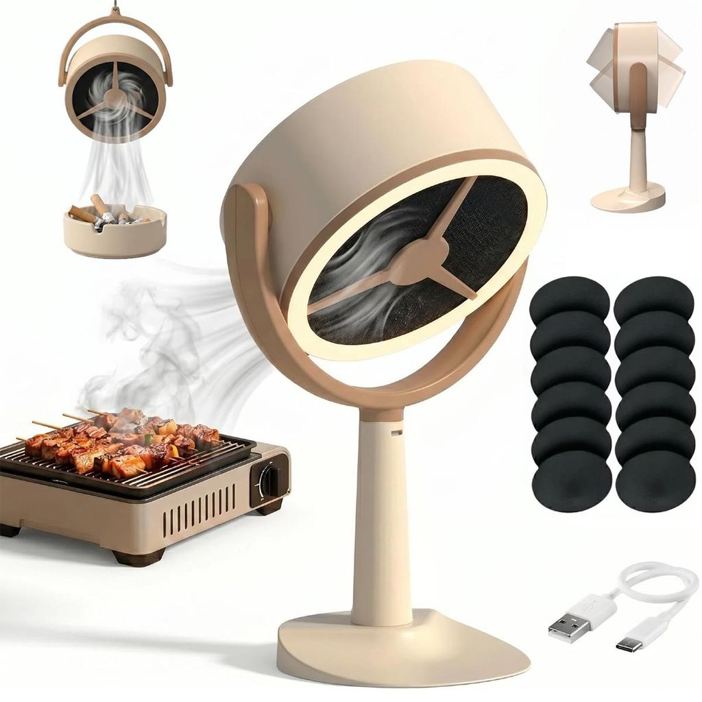 Mini wiederaufladbarer Luftreiniger , leiser Ventilator, entfernt Rauchgeruch, ideal für Büro, Haustierzimmer, Küche, Reisen und Gemeinschaftsr...