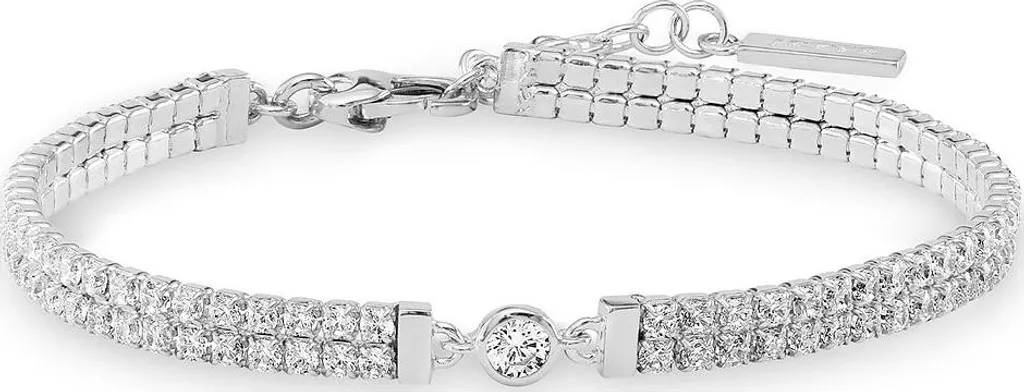 Bracelet Argent 925 poli et Zircons Jette - Bijou Femme chic de 17 cm