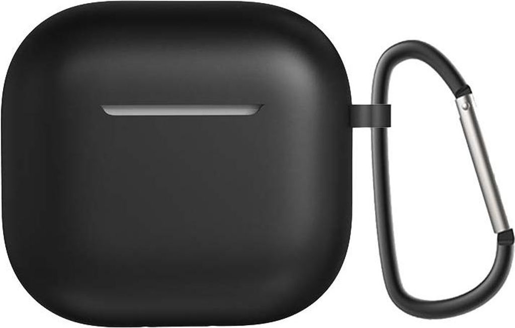 AirPods 4 Hülle aus weichem Silikon: Perfekter Schutz, wireless Laden möglich. Robuste Passform in klassischem Schwarz