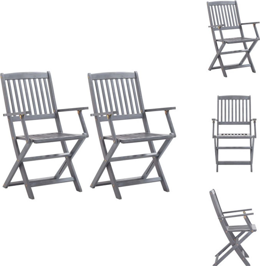 vidaXL Klappbare Gartenstühle 2 Stk. Massivholz Akazie - Gartenstühle