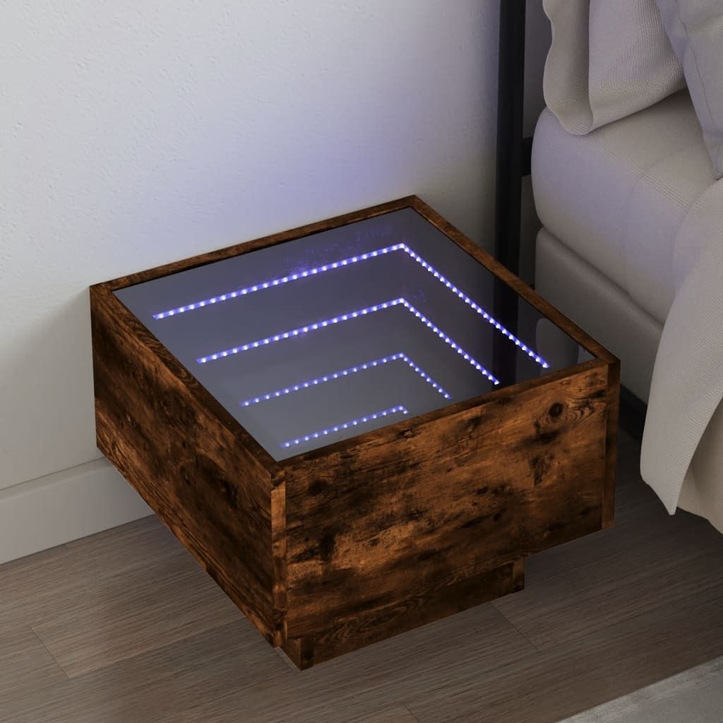 Maison Exclusive - Nachttisch mit Infinity-LED Räuchereiche 40x40x30 cm