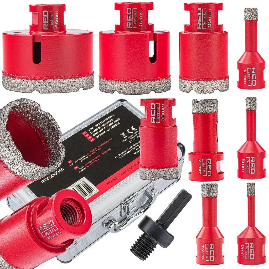 Diamantové vrtací korunky POWERMAT RTZOD0046, 6–68 mm, 9 ks Obrázek produktu 