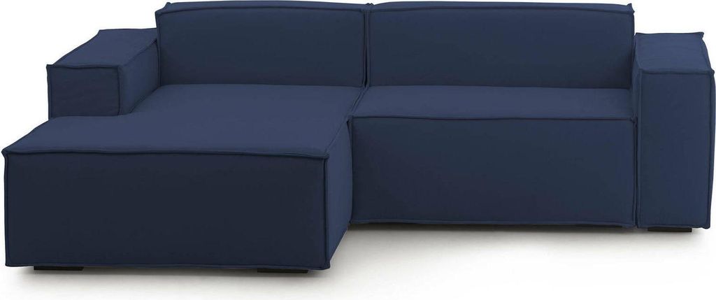 Festes Sofa Daniela, Großes modulares 2-Sitzer-Sofa mit linker Halbinsel, 100% Italy, Modernes Sofa aus Stoff, Cm 240x170h70, Blau