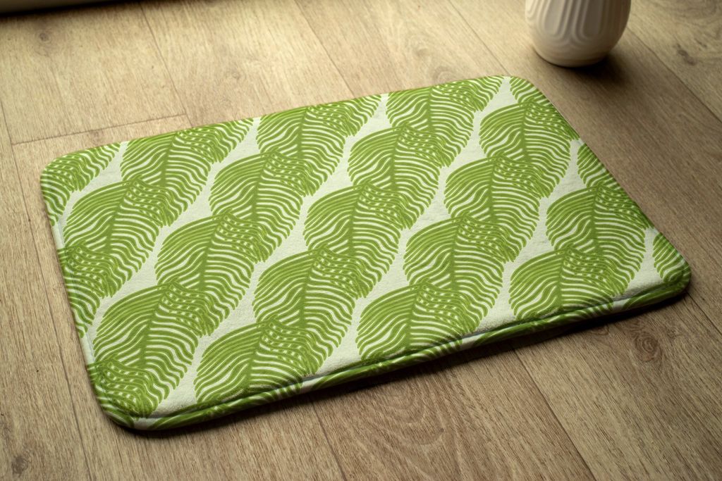 Badteppich Saugfähige - Badezimmer Teppich - Rutschfester Badvorleger Badematte - 90x60 cm - Blätter