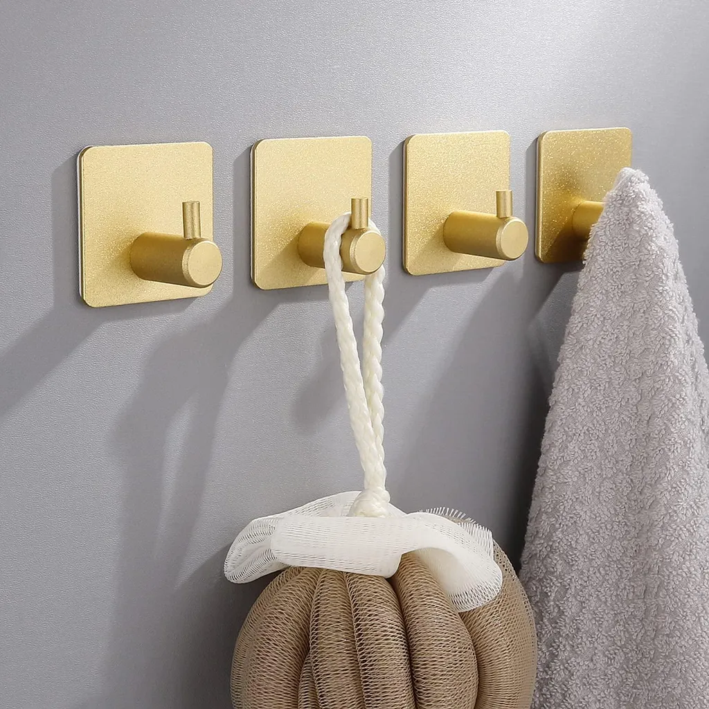 Crochets muraux inox or sans perçage résistants pour cuisine et douche