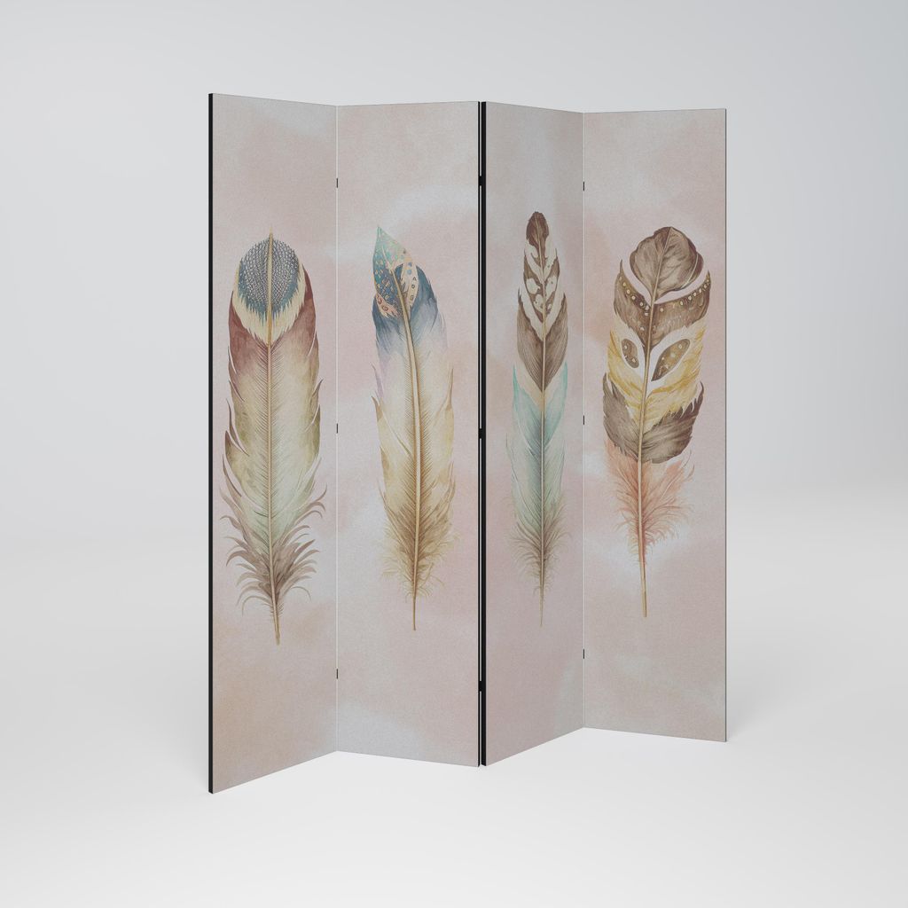SpaceRebels Paravent Raumteiler - 4-teilig Raumtrenner, Druck 1-Seite - Raumtrenner - Trennwand Wohnung - Room Divider - Spanische Wand Deko Modern...