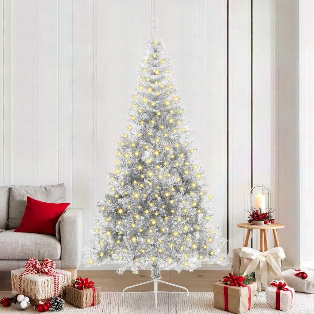 Praktischen Künstlicher vorbeleuchteter Weihnachtsbaum Silber 210 cm PET - Künstliche Weihnachtsbäume ,design Möbel 4031014 2parcel