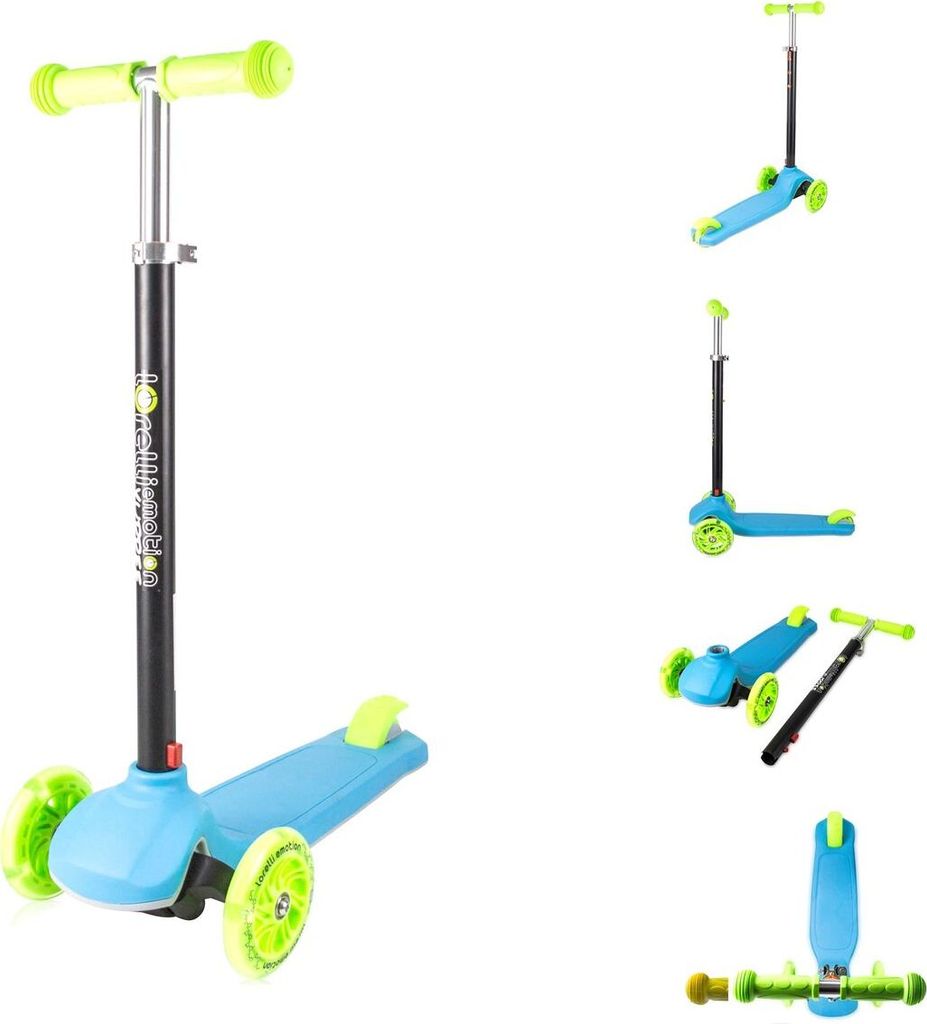 Lorelli Kinderroller Yuppee, 3 PolyurethanRäder mit Licht, höhenverstellbar, Bremse hellblau