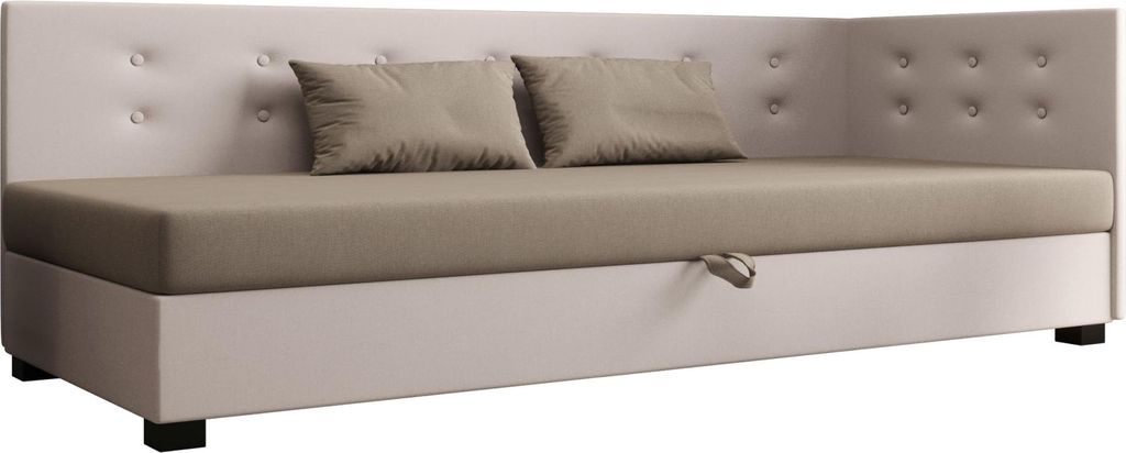 AURA SOFA Boxspringbett NEMO PLUS 120x195 Komplett-Set mit Bonell Matratze, Polsterbett mit Bettkästen - Hellbeige/Bronze, SAWANA 01/24