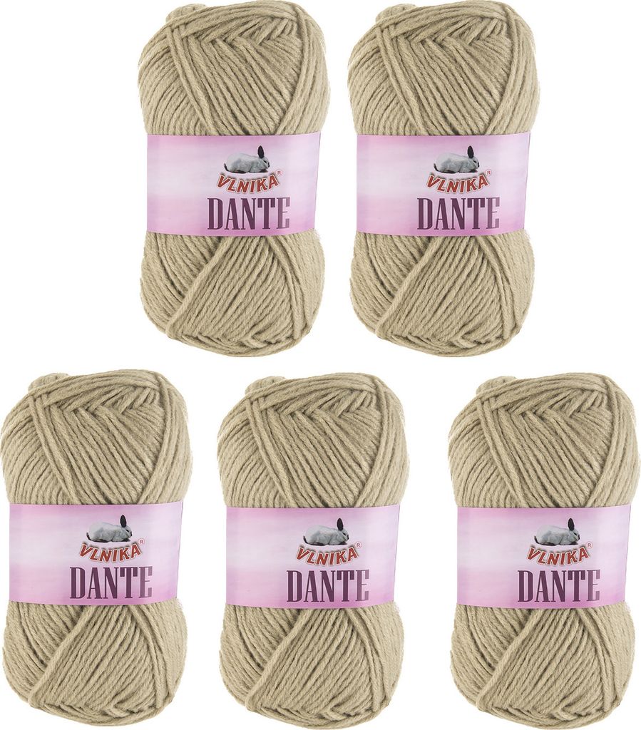 5 x 100g Strickgarn Dante Uni und Color Häkelgarn Handstrickgarn Wolle weich Farbwahl, Farbe:1303 natur