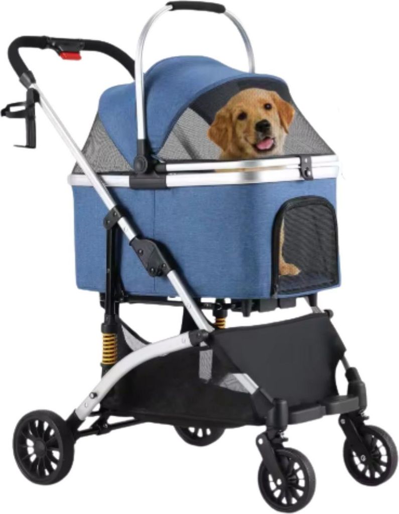 Bolt Edge 2-in-1 Hundenbuggy – Faltbare Hunde- & Katzenbuggy – All-Terrain – 360° Drehbare Gummiräder – Bis 40kg – Mit Aufbewahrung & G...