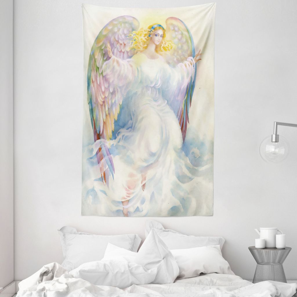 ABAKUHAUS angel Wings Wandteppich und Tagesdecke, Kunst aus Weiches Mikrofaser Stoff Waschbar ohne Verblassen Digitaldruck, 140 x 230 cm, Mehrfarbig