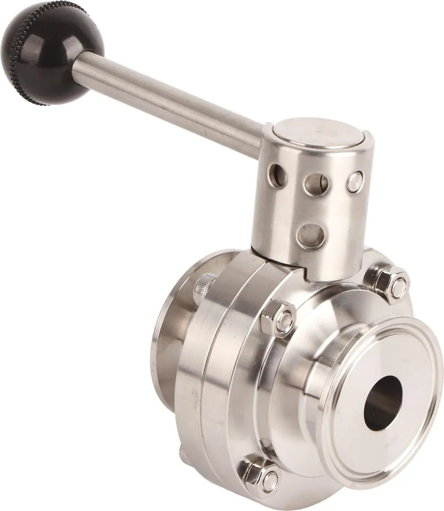 Vanne papillon à raccord rapide 25mm en acier inox avec joint silicone
