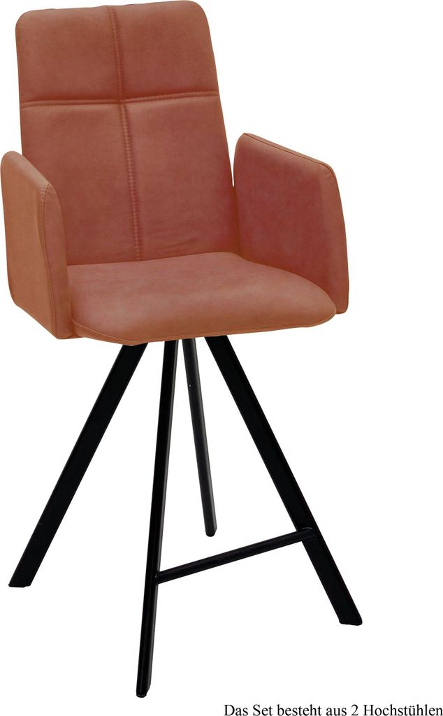 Thekenstuhl (2er-Set) Dekhova 52x109x60 Schwarz/Cognac