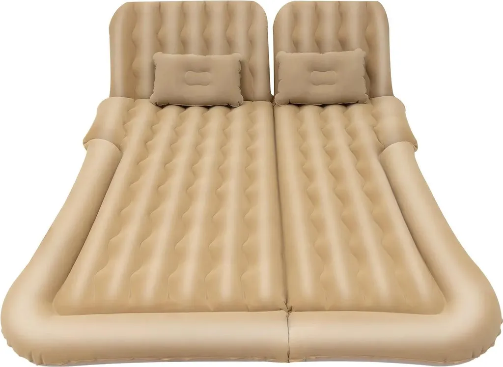 Matelas gonflable voiture beige 174x126 cm avec pompe 6 chambres