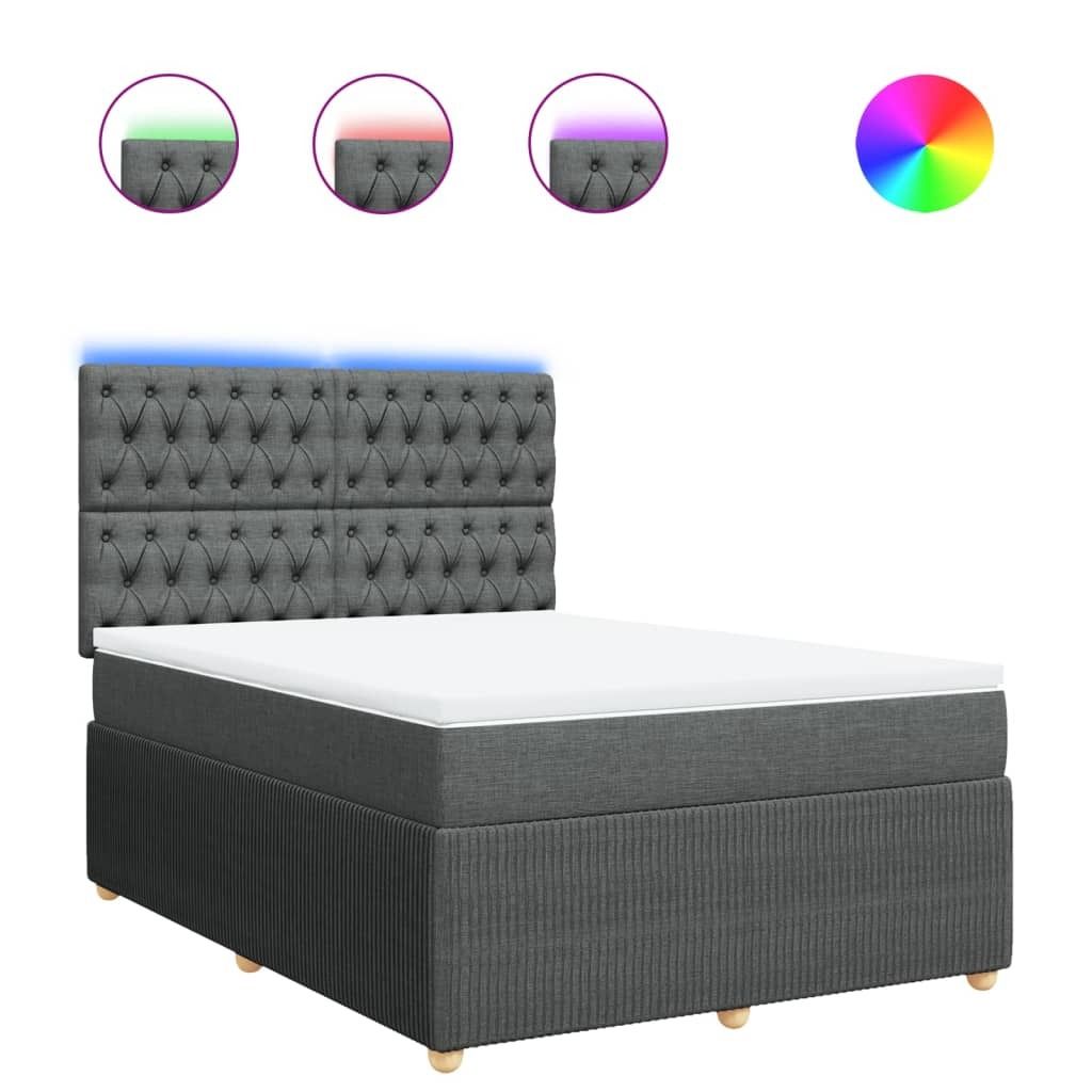 vidaXL Boxspringbett mit Matratze Dunkelgrau 160x200 cm Stoff
