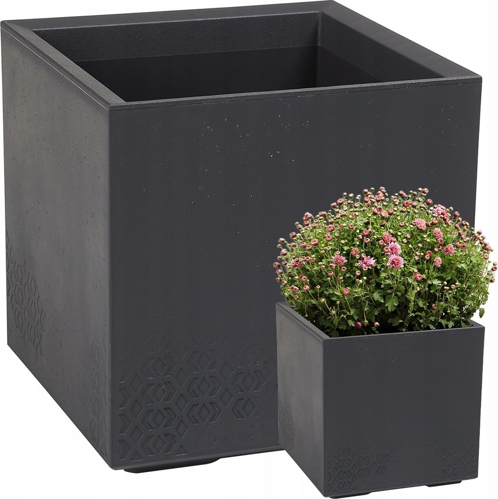 Květináč Lamela | šach | 30cm | antracitový beton Obrázek produktu 