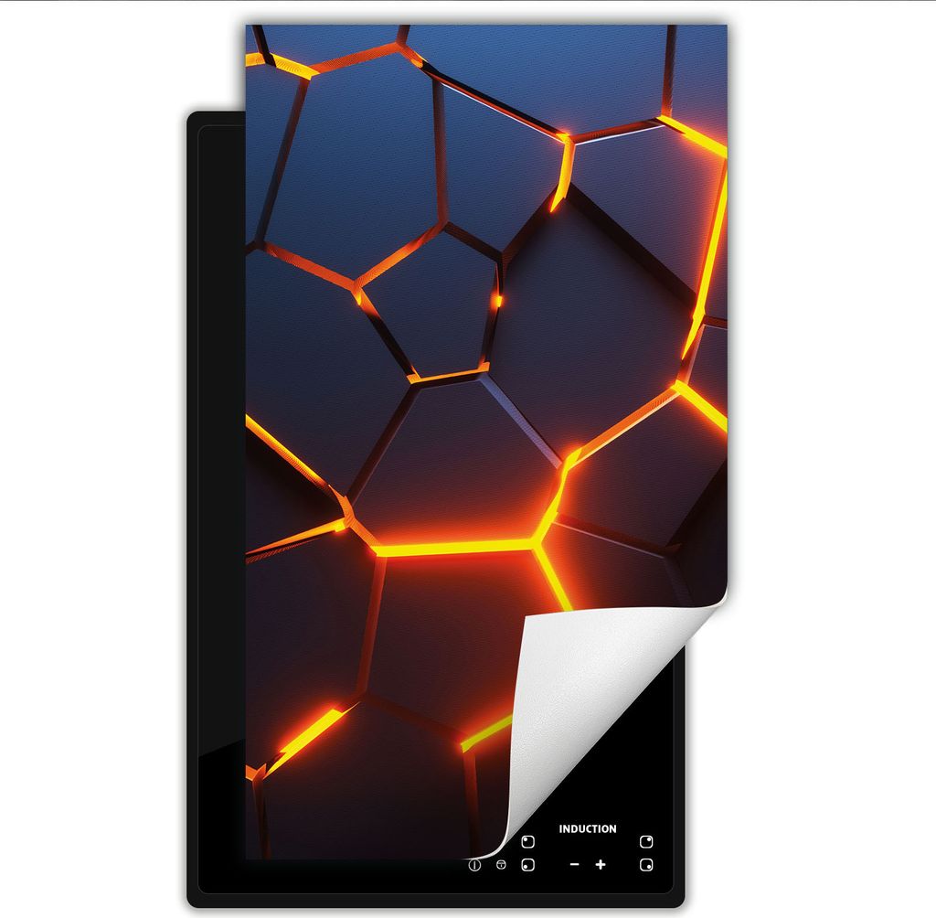 DarHaus Herdabdeckplatte 1 teilig 30x52 cm Anti Rutsch Matte Aufrollbar, Muster 3D