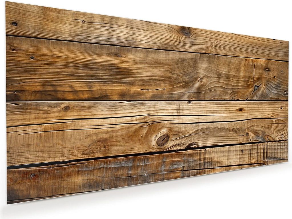 Glasbild 60x30cm in XXL für Wohnzimmer, Schlafzimmer Motiv Holzdielenmaserung
