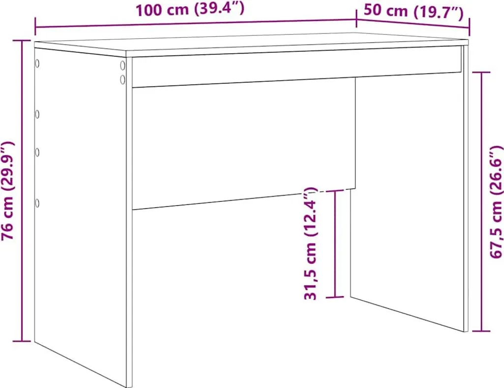 Scrivania per Computer Maison Exclusive Bianca 100x50x76 cm - 10