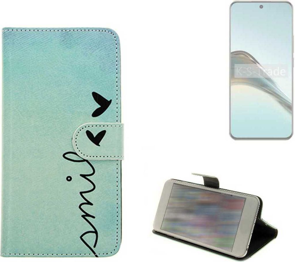 K-S-Trade Schutz Hülle Handy Hülle kompatibel mit Realme 13 Pro Extreme Edition Hülle Handyhülle cover bookstyle Etui Handyhülle “smile“