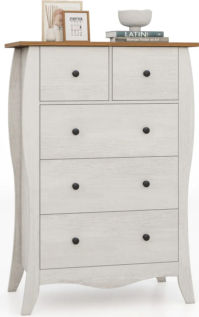 COSTWAY Commode de Chambre Grise 76,5 cm avec 3 Tiroirs en Tissu Pliables