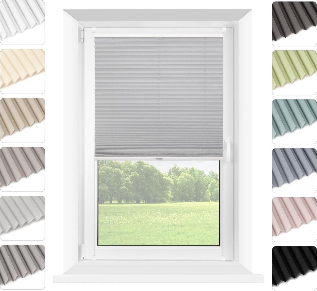 Mardom | Plissee Ohne Bohren - 70 x 120 cm - Grau - Klemmfix - Verdunkelnd - mit Thermofunktion - Sichtschutz - Plissee Fenster