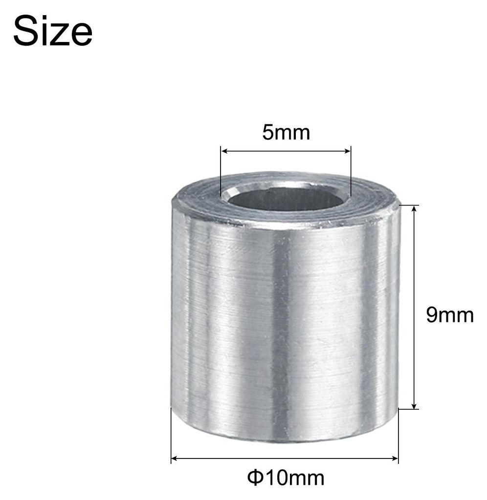 40 Stš¹ck Aluminium-Abstandshalter 5 mm Bohrung x 10 mm x 9 mm Schrauben-Abstandsbuchse mit glatter Oberfl?che Runder Metall-Abstandshalter fš¹...