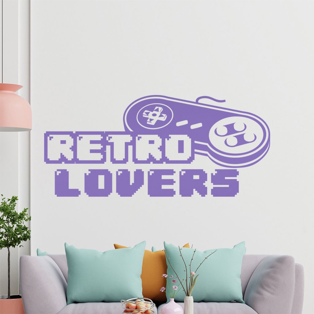KIWISTAR Retro Lovers Controller - Vintage Oldschool Pixel Game Kindheit Wandtattoo in 6 Größen - Wandaufkleber Wall Sticker - Dekoration, Küche...
