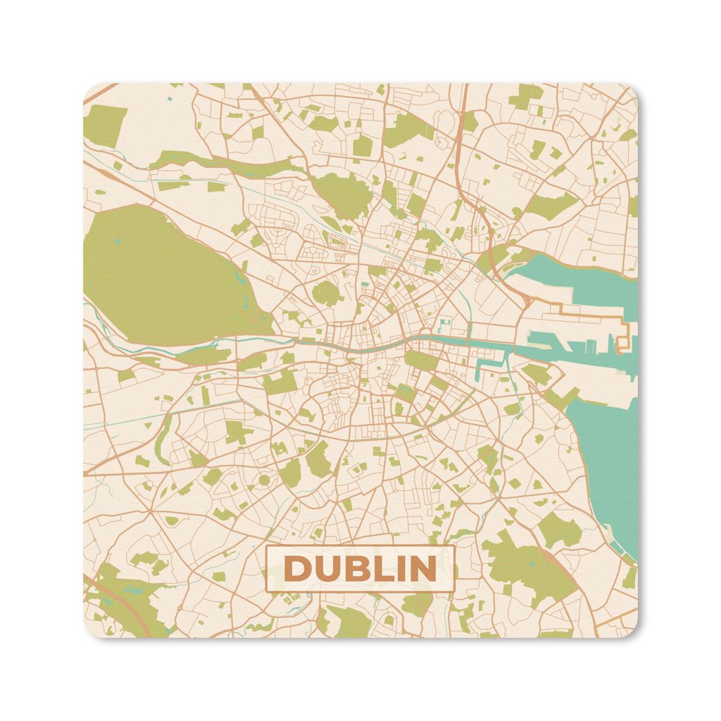 MuchoWow Mauspad Mousepad Dublin - Stadtplan - Vintage - Karte 20x20 cm - Mousepads - Maus Mat - Pad - Mausunterlage - Desk Mat - Bureauartikeln