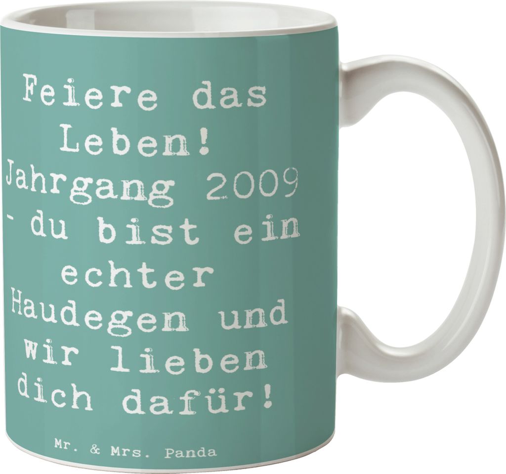 Mr. & Mrs. Panda Tasse Spruch 2009 Geburtstag - Meeresbrise - Geschenk, Glückwunsch, Trinkbecher, 14., Geburtstagsgruß, Kaffeetasse, Alter, Gebur...