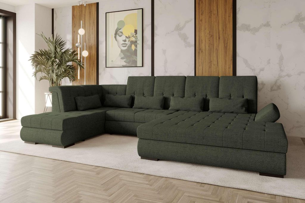 99rooms Felicia Wohnlandschaft Chenille EDEN Olive Rechts