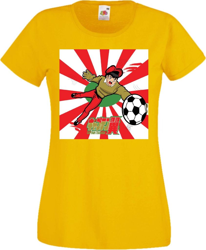 Damen T-Shirt Manga Anime Captain Tsubasa 04 Genzo Wakabayashi, Lady S / Gelb
