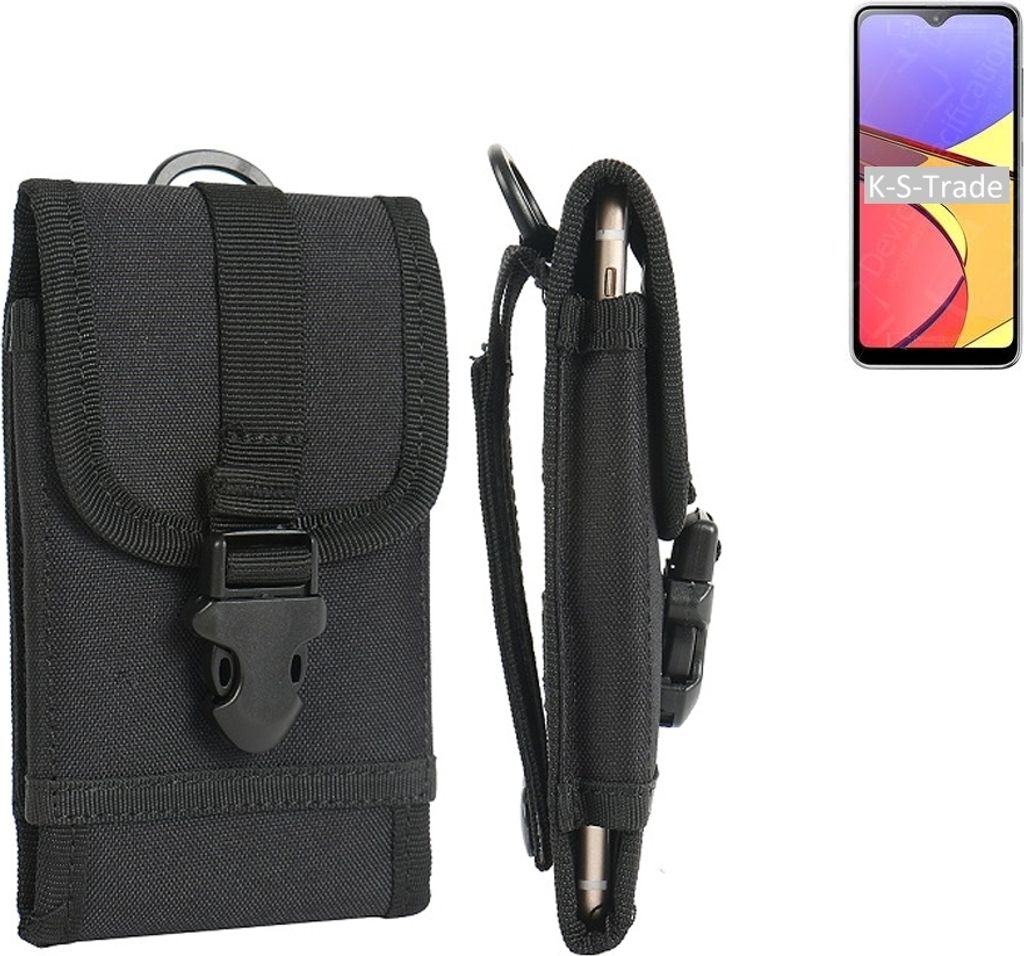 K-S-Trade Holster Handy Hülle kompatibel mit Samsung Galaxy A21 Simple SCV49 Holster Handytasche Gürtel Tasche Schutz Hülle Robust Outdoor schwarz