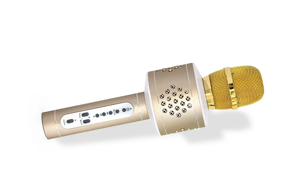 Microphone karaoké Bluetooth portable doré avec alimentation USB et pile - 3