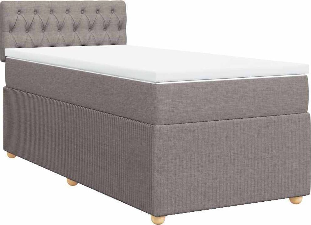 vidaXL Boxspringbett mit Matratze Taupe 80x200 cm Stoff