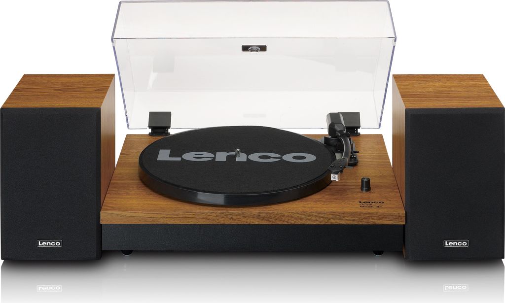 Lenco LS-310WD - Bluetooth Plattenspieler mit zwei externen Lautsprechern und 2 x 10 Watt RMS, holz